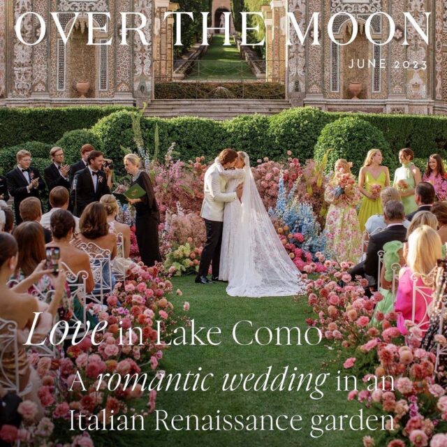 Honoured to be featured on @overthemoon’s June cover! Click the link in our bio to read the full feature. 

💐 From @overthemoon: ”featuring #OTMBride and interior designer @elainafagandesign and @wodibear's multi-day destination wedding at @villadestelakecomo 🇮🇹. “As an interior designer, I loved being involved in the design details,” Elaina shares. "We wanted bursts of color, layers of pattern, and a field of my favorite flowers, dahlias!” 

The bride describes her personal style “as vintage-inspired, dramatic, yet tailored,” and she hoped to find this in her wedding dress. 👰 With lace on her mind, @LelaRosebridal’s Rosewood dress featuring Chantilly lace was perfectly classic with a fresh, square neckline. “Once I had the lace dress, I decided my vintage bridal dreams required layers upon layers of lace and began the challenging search for a fully lace veil. I landed on a @Monvieve mantilla veil that brought the drama I was looking for and pulled the whole look together.” 🤍 

📷: @kilpat
Planning: @lakecomoweddings
💐: @tulipinadesign 
Venue: @villadestelakecomo 
🎶: @elanartists 
Stationery: @katherinejezekdesign @lauralinescalligraphy
Beauty: @kevwaymur

#OTMWedding #OTMExclusive #ItalyWedding #destinationwedding #lakecomowedding #lelarose #weddingdress #lakecomoweddingplanner #lakecomoweddings